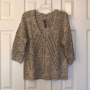 J. Jill mixed-stitch v neck sweater - M Petite